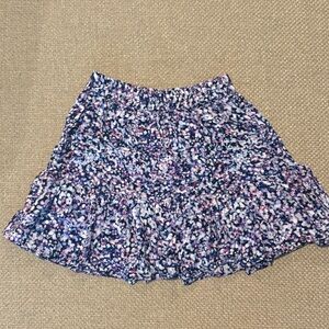 Lorimer Skirt Floral Ruffle Elastic Waist Pull On Purple Blue Artsy Fairy Twee